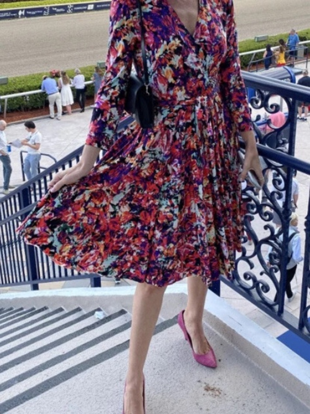 Maggy London Multi-Color Floral Long Sleeve Wrap Dress - 14P